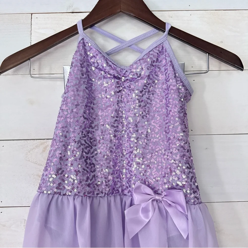 Lilac Sequin Kids Dance Costume Dress‎ Girls Size XL
